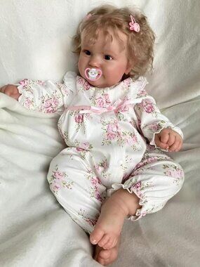 20 Inches Real Baby Curly Hair Sweet Face Lifelike Reborn Baby Doll Size Rooted